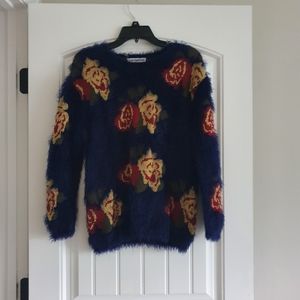 Cotton Emporium Fuzzy flower sweater
